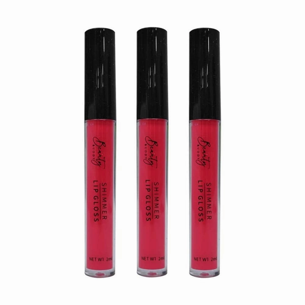 3x Beauty Buddy Shimmer Lip Gloss 07 Power Pink 2ml