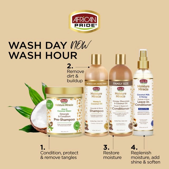 African Pride Moisture Miracle Coconut Milk and Honey Hydrate & Shine Leave- In Conditioner - 8 oz