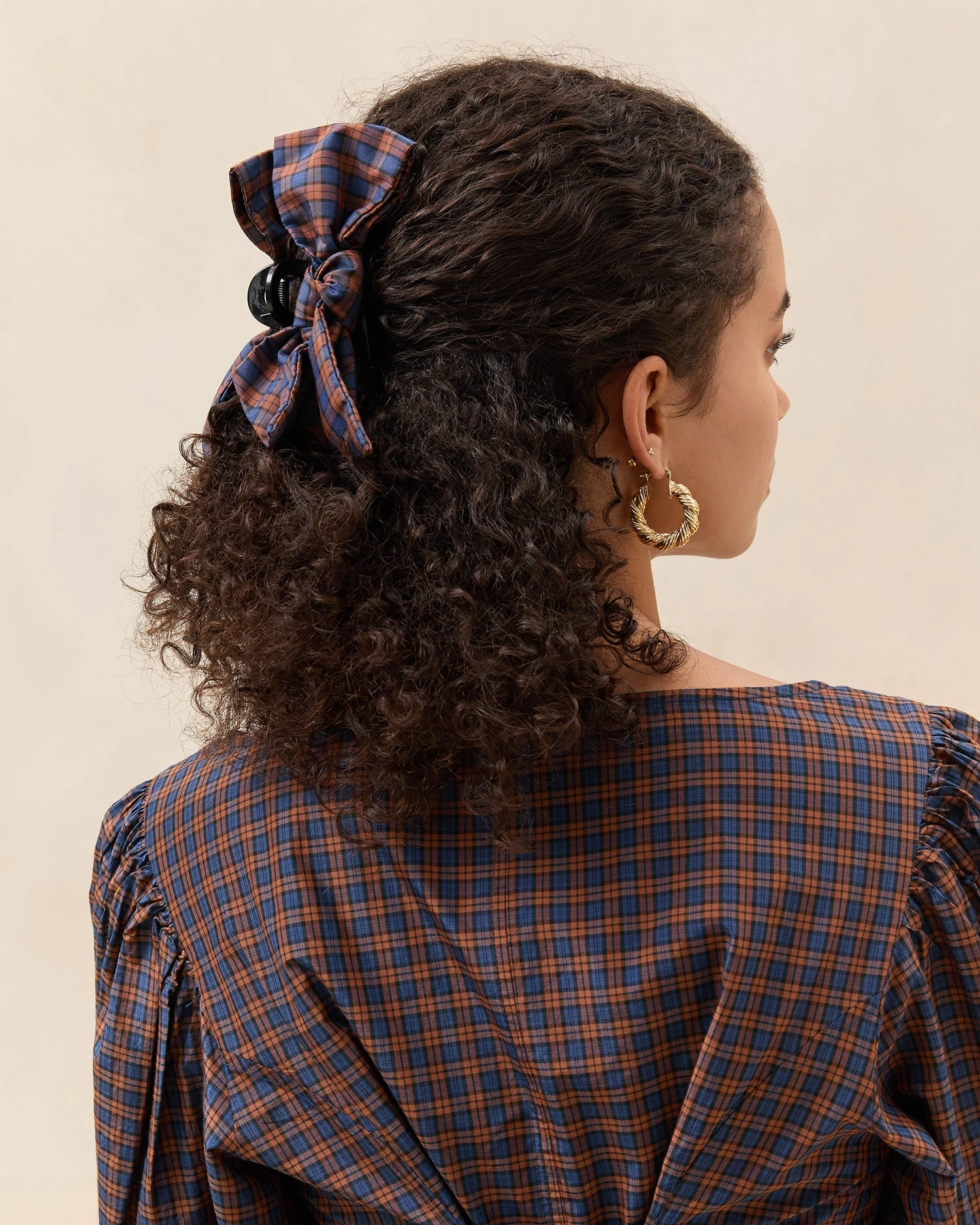 Anika Navy/Rust Bow Claw Clip