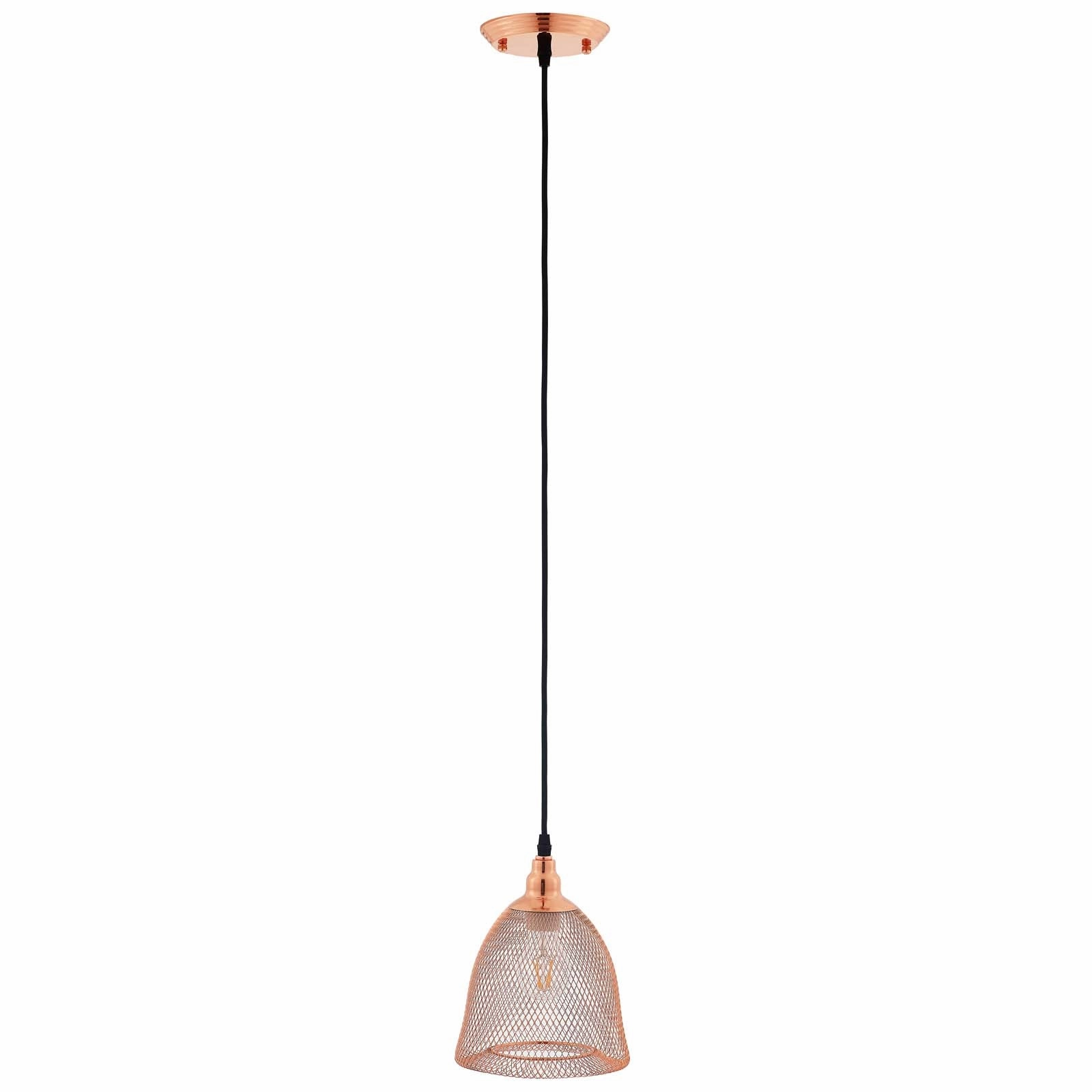Glimmer Bell-Shaped Rose Gold Pendant Ligh by Modway