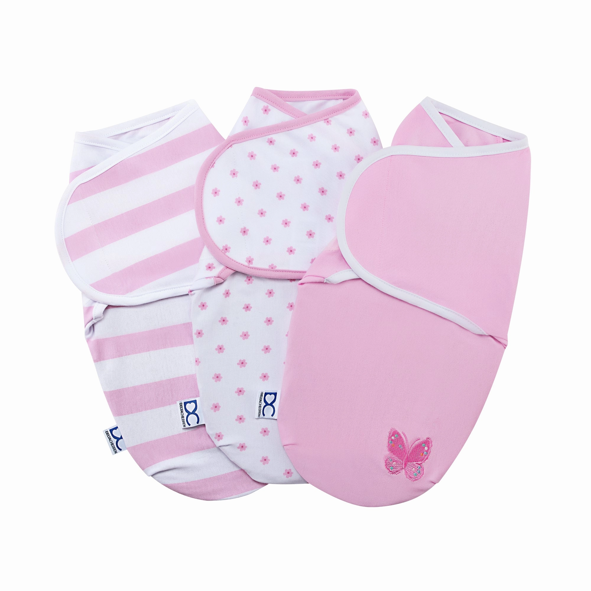Little Lambs Adjustable Swaddle Wrap - Size Small/Medium, Fits Babies 0-3 Months/7-14 lbs., 3-Pack