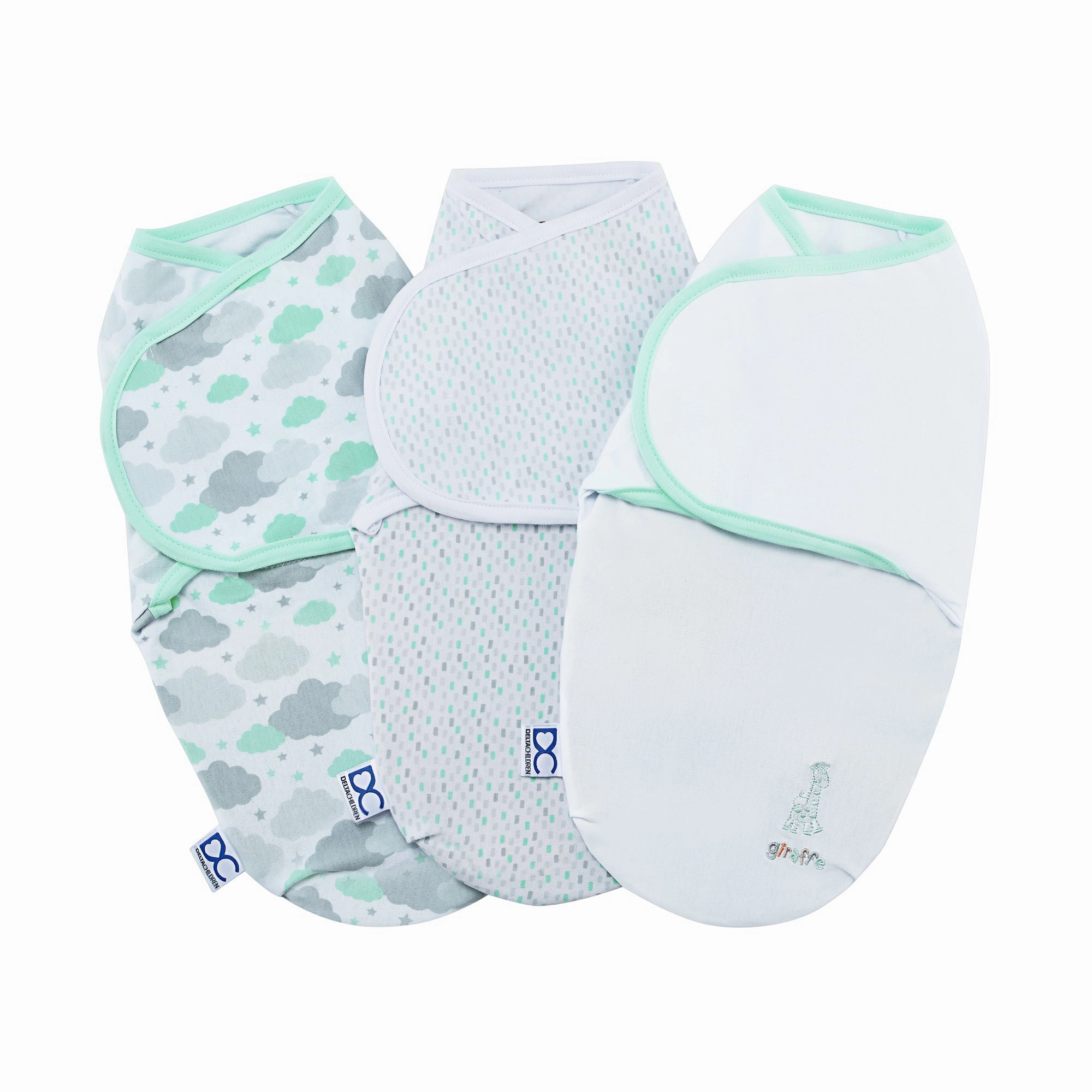 Little Lambs Adjustable Swaddle Wrap - Size Small/Medium, Fits Babies 0-3 Months/7-14 lbs., 3-Pack