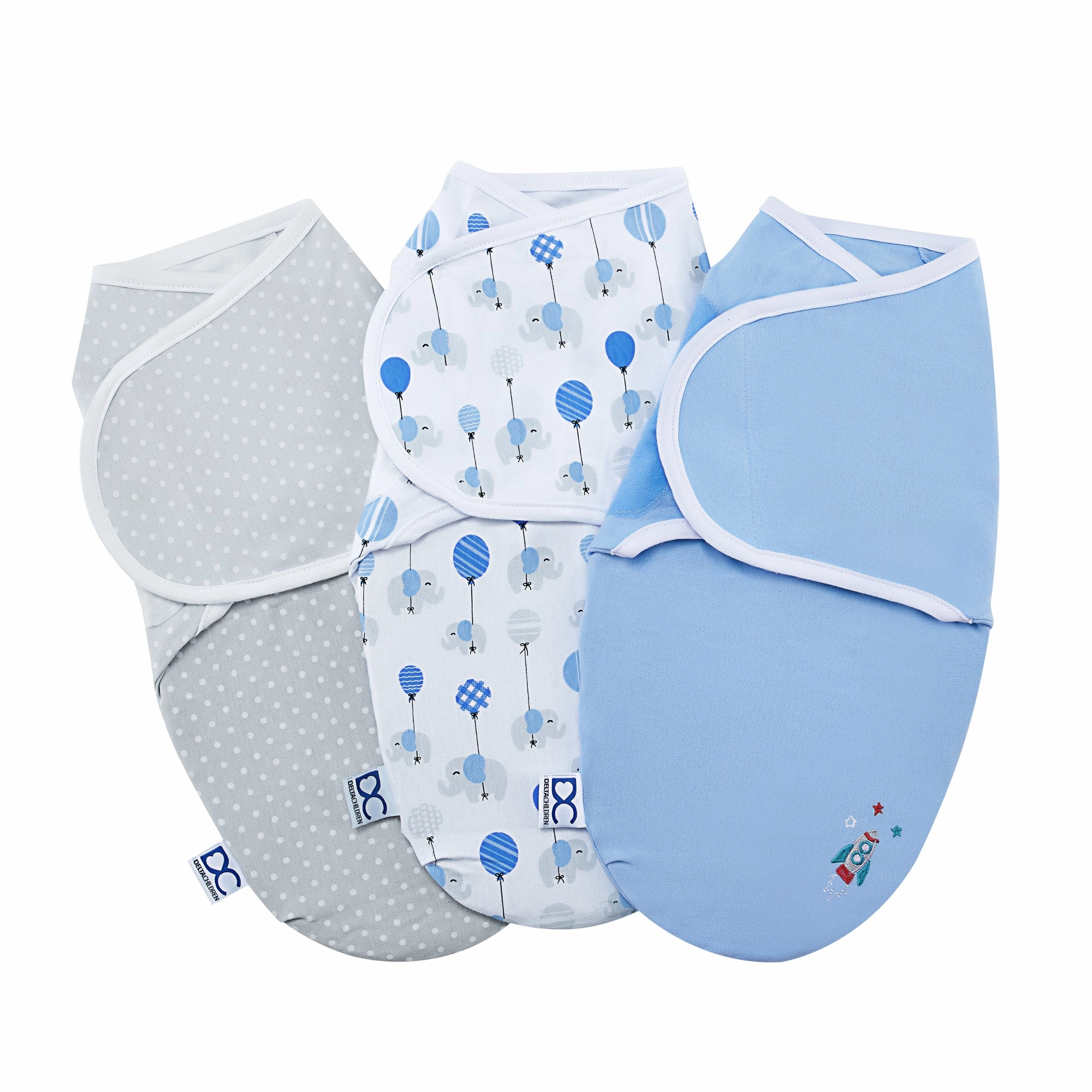 Little Lambs Adjustable Swaddle Wrap - Size Small/Medium, Fits Babies 0-3 Months/7-14 lbs., 3-Pack