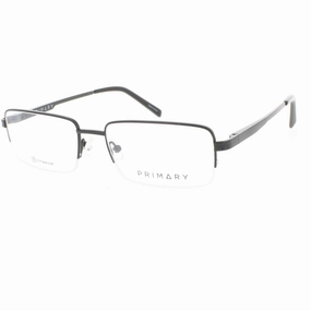 Primary Men's Eyeglasses - Demo Lens Rectangular Half Rim Frame | Pt104 Matte Black