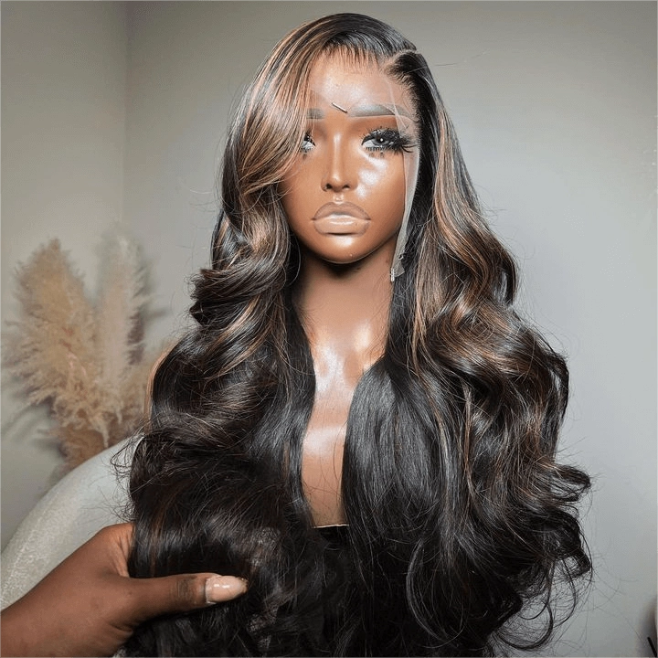Tuneful Undetectable HD Lace #1B/30 Highlight 13×4 Full Frontal Wigs 5x5 HD Lace Body Wave Wigs