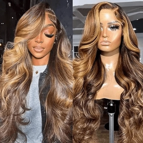Tuneful Undetectable HD Lace #4/27 Highlight 13×4 Full Frontal Wigs 5x5 HD Lace Body Wave Wigs