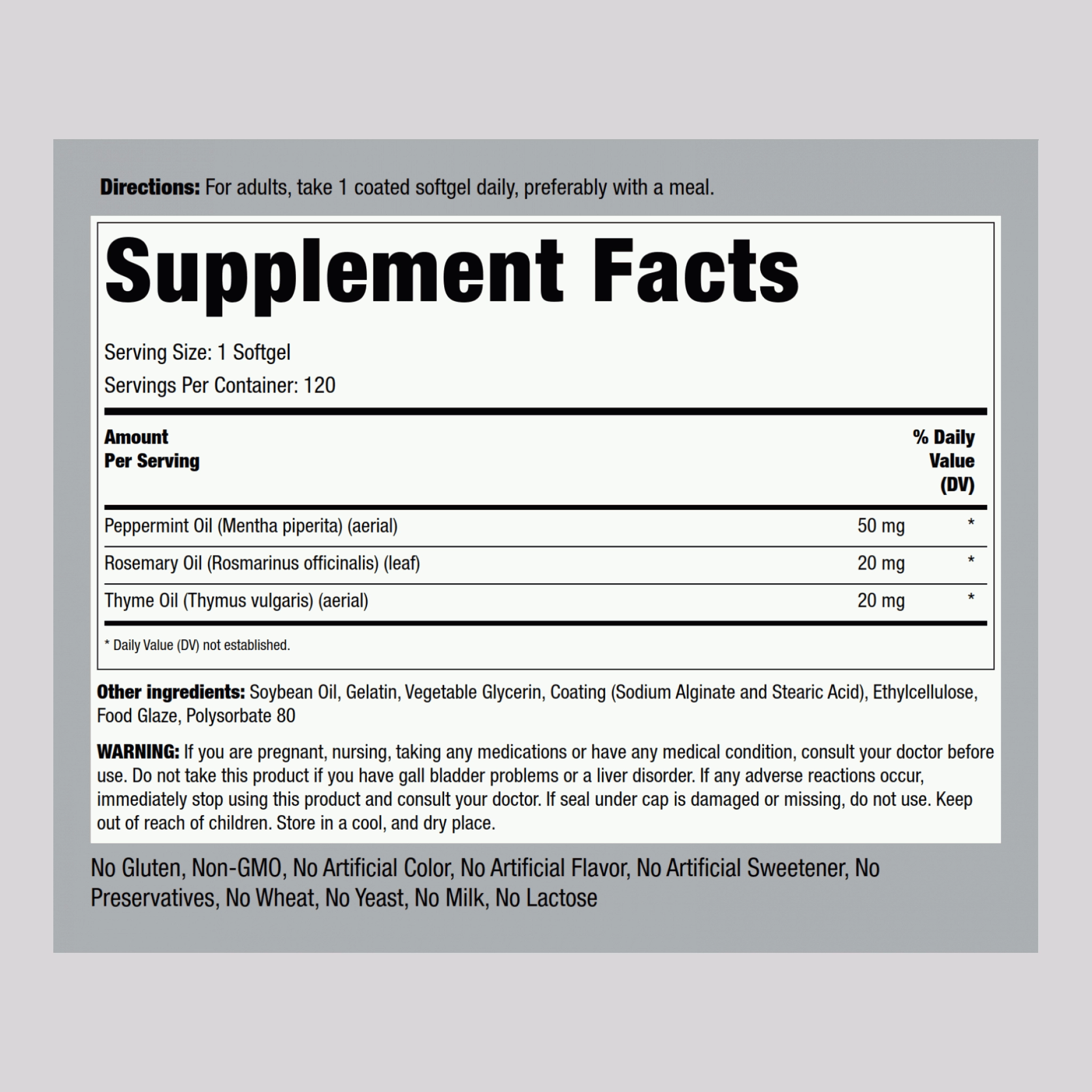 Ultra Peppermint Oil (Enteric Coated), 50 mg, 120 Coated Softgels
