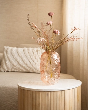Vase Pink Flowers Glass