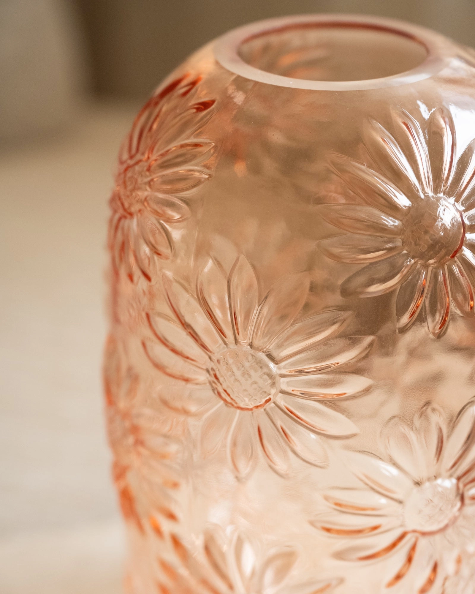 Vase Pink Flowers Glass