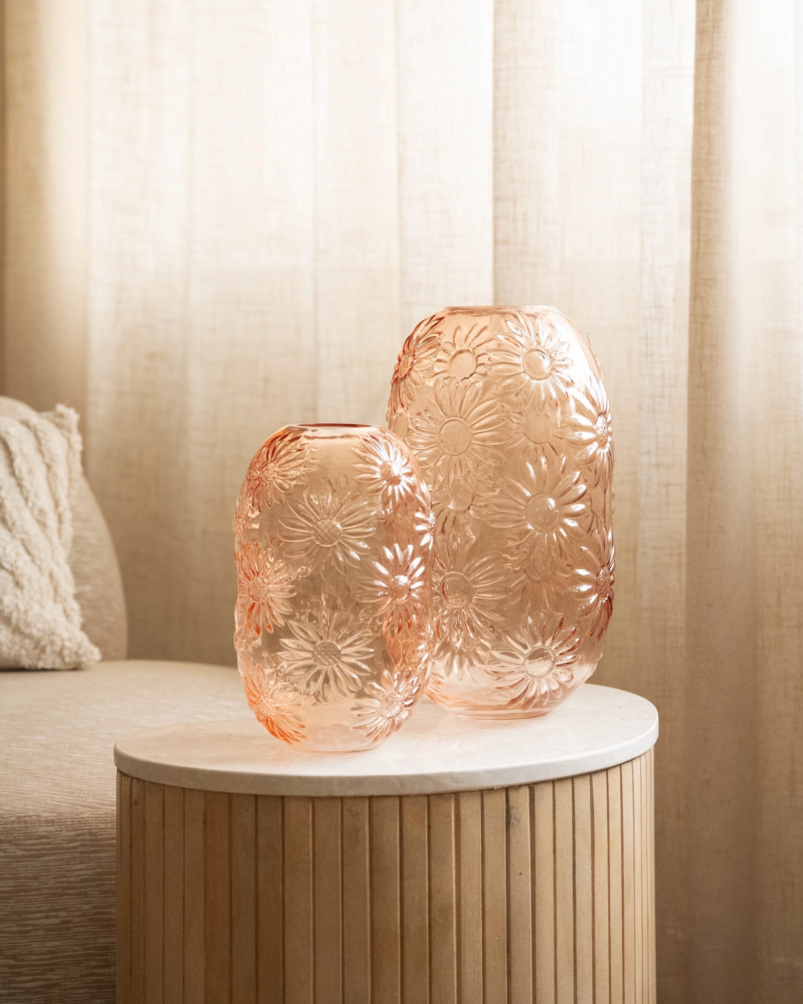 Vase Pink Flowers Glass