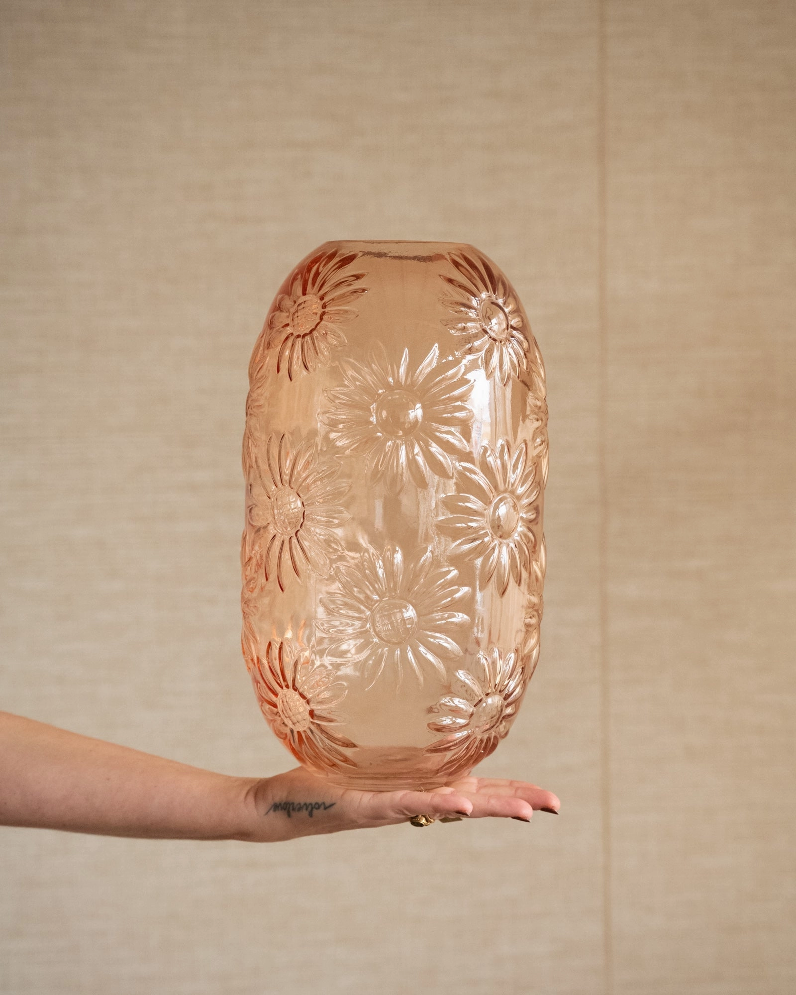 Vase Pink Flowers Glass