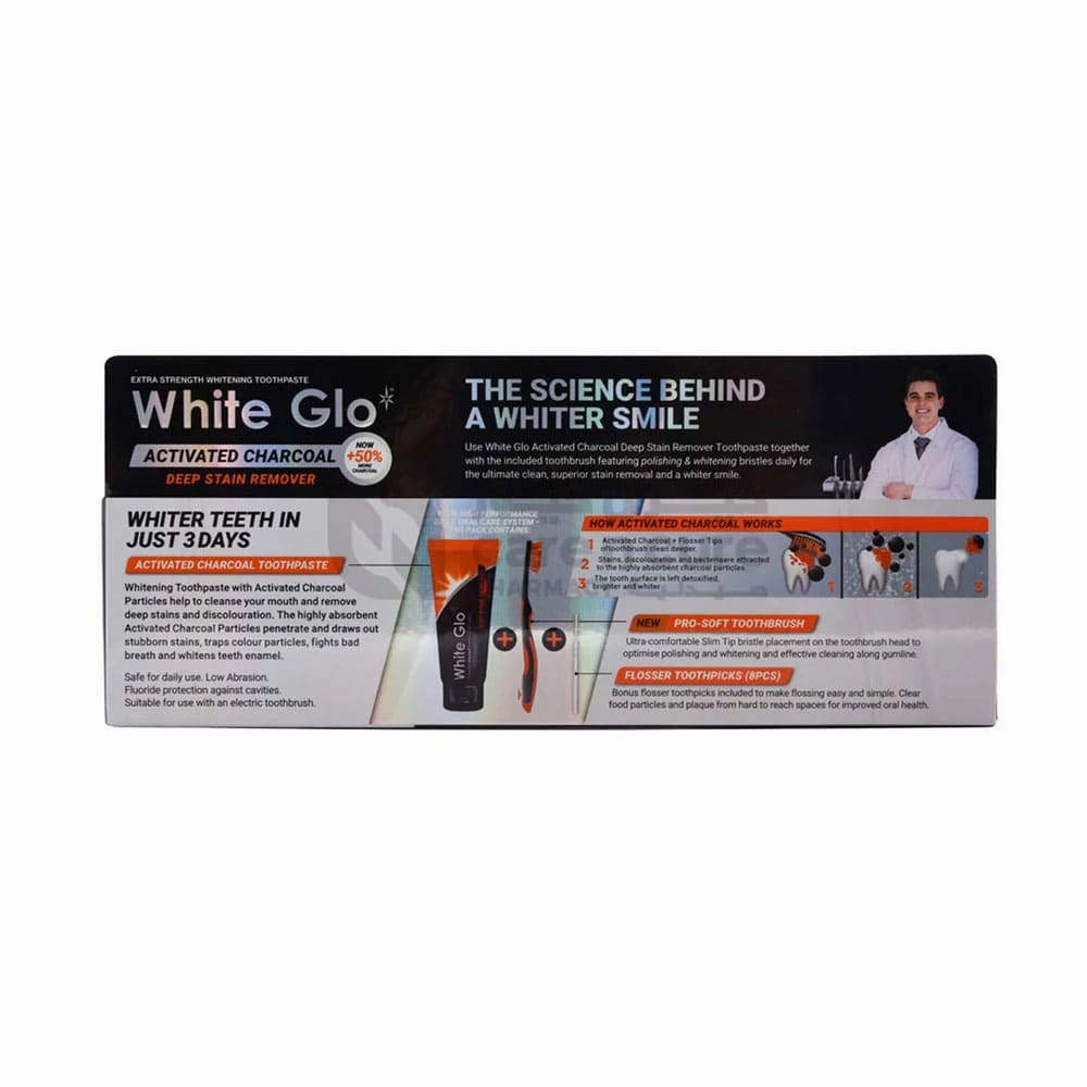 White Glo Extra Strength Whitening Toothpaste Activated Charcoal 150g